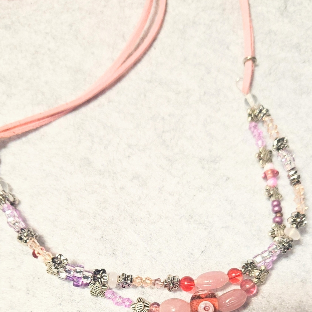 Pink and Purple Beaded Necklace